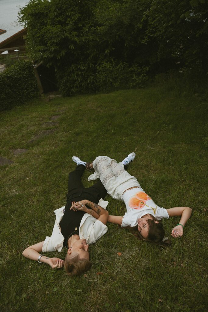 Queer engagement pictures at an airbnb in Switzerland